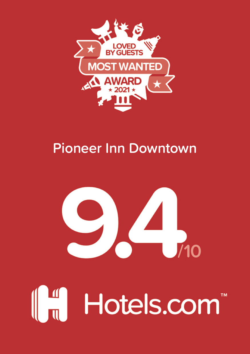 Pioneer Inn Most Wanted Award 2021 by Hotels.com
